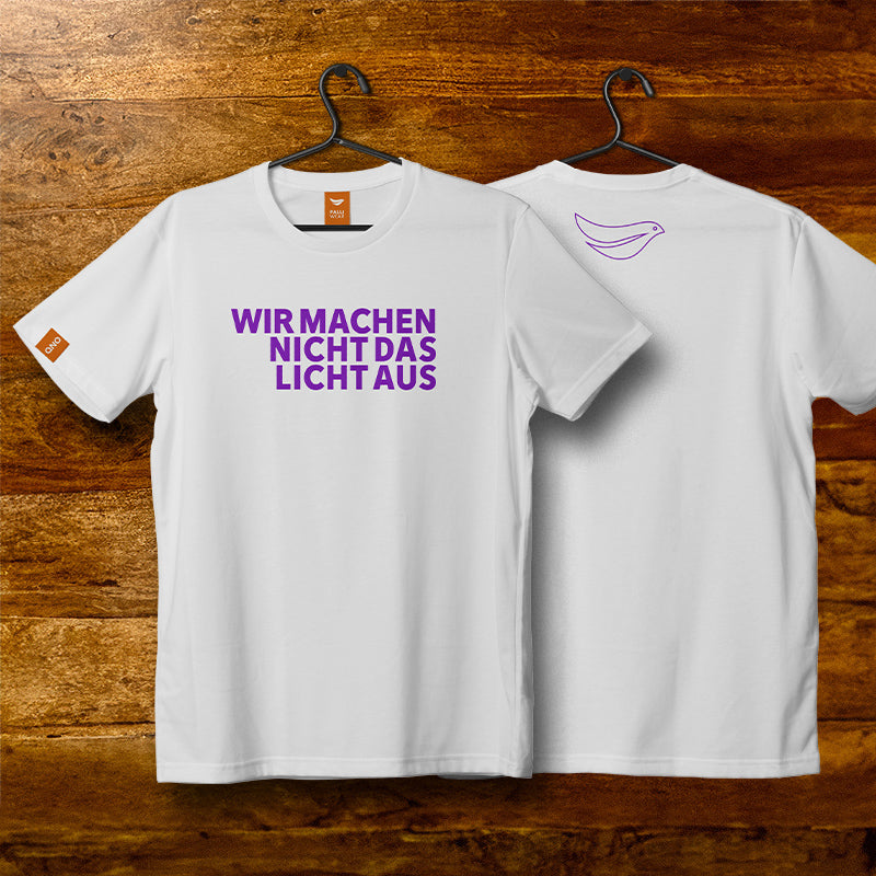 QNO T-Shirt „Wir machen nicht das Licht aus“