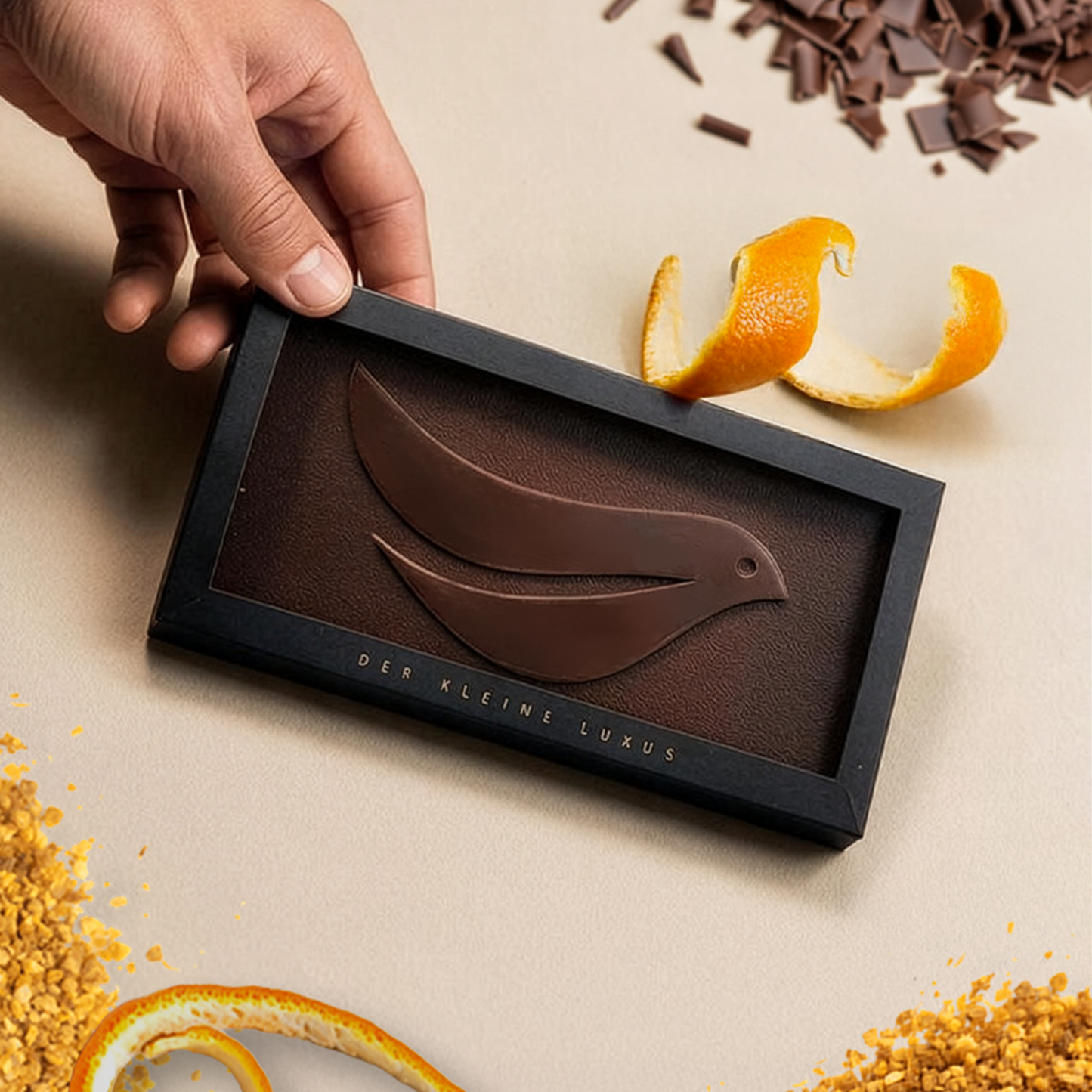 Edelbitterschokolade mit Orangen
